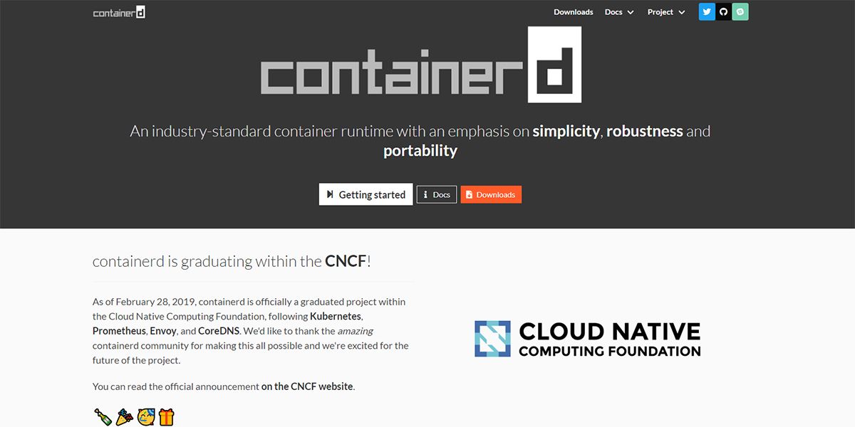 An image showing the Containerd website