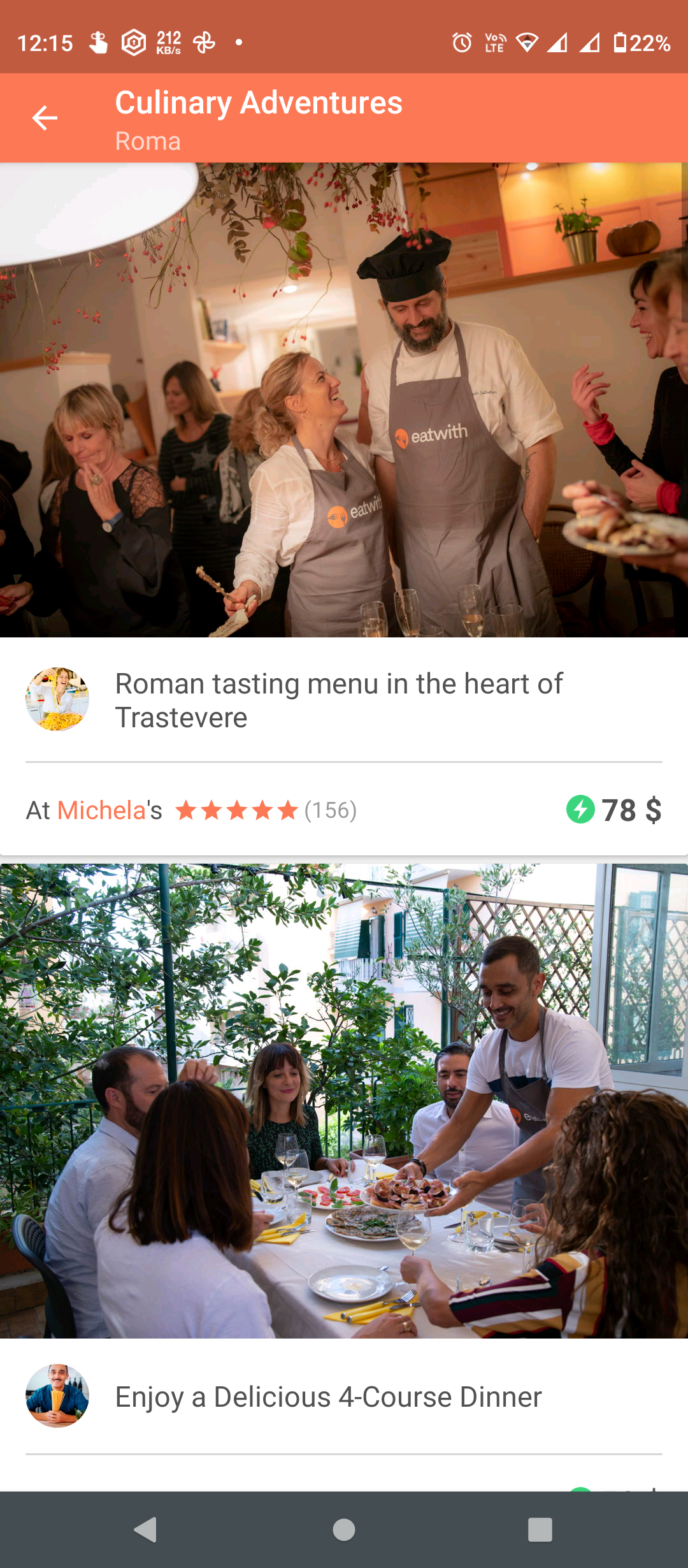 Screenshot of app Eat with 