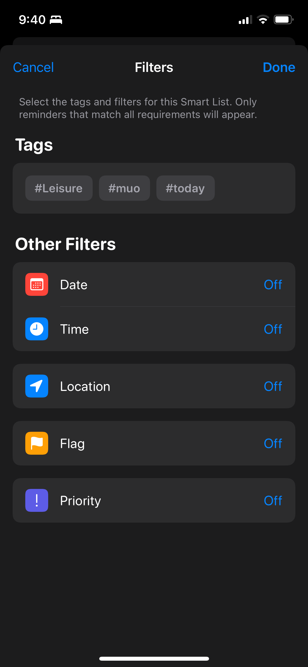 Filters on Custom Smart Lists