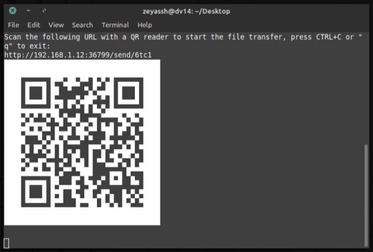 Generating file sending QR code - Come trasferire file tra Linux, Android e iOS utilizzando qrcp