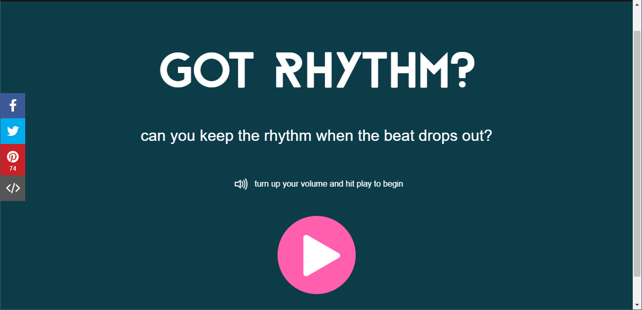 A Screenshot Of Got Rhythm?'s Landing Page