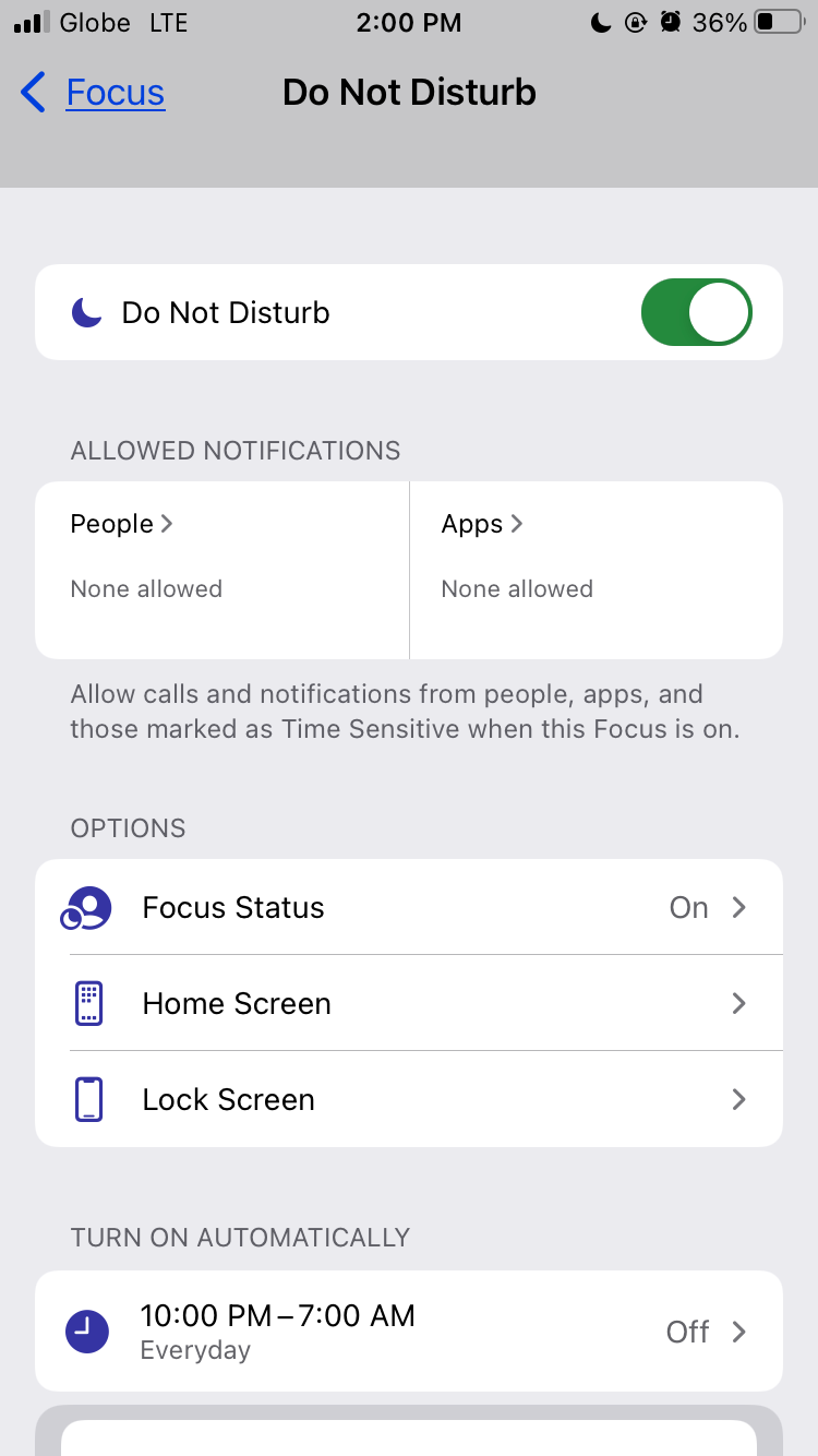 Apple Focus Mode Do Not Disturb