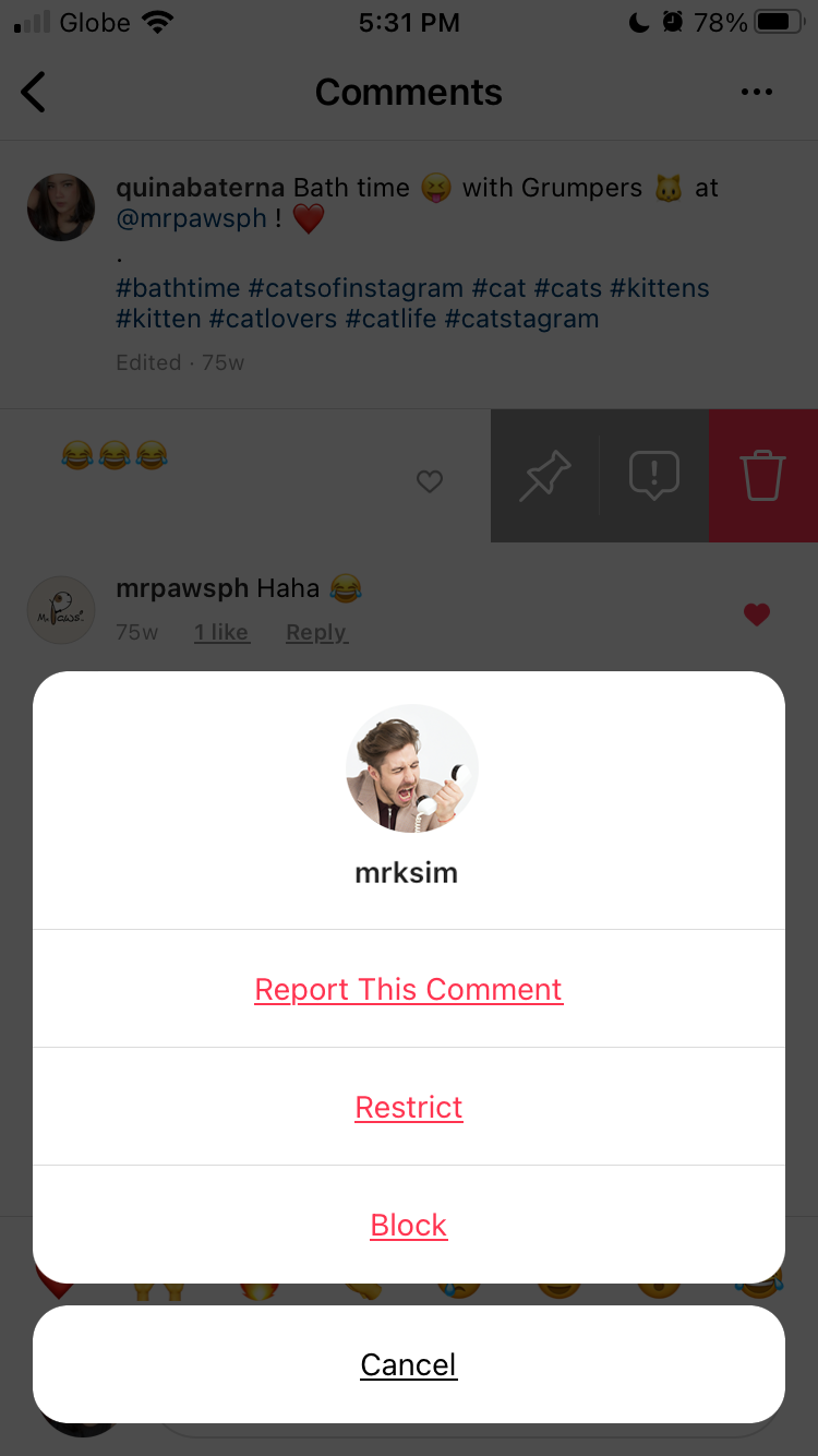 Instagram Account Restrict