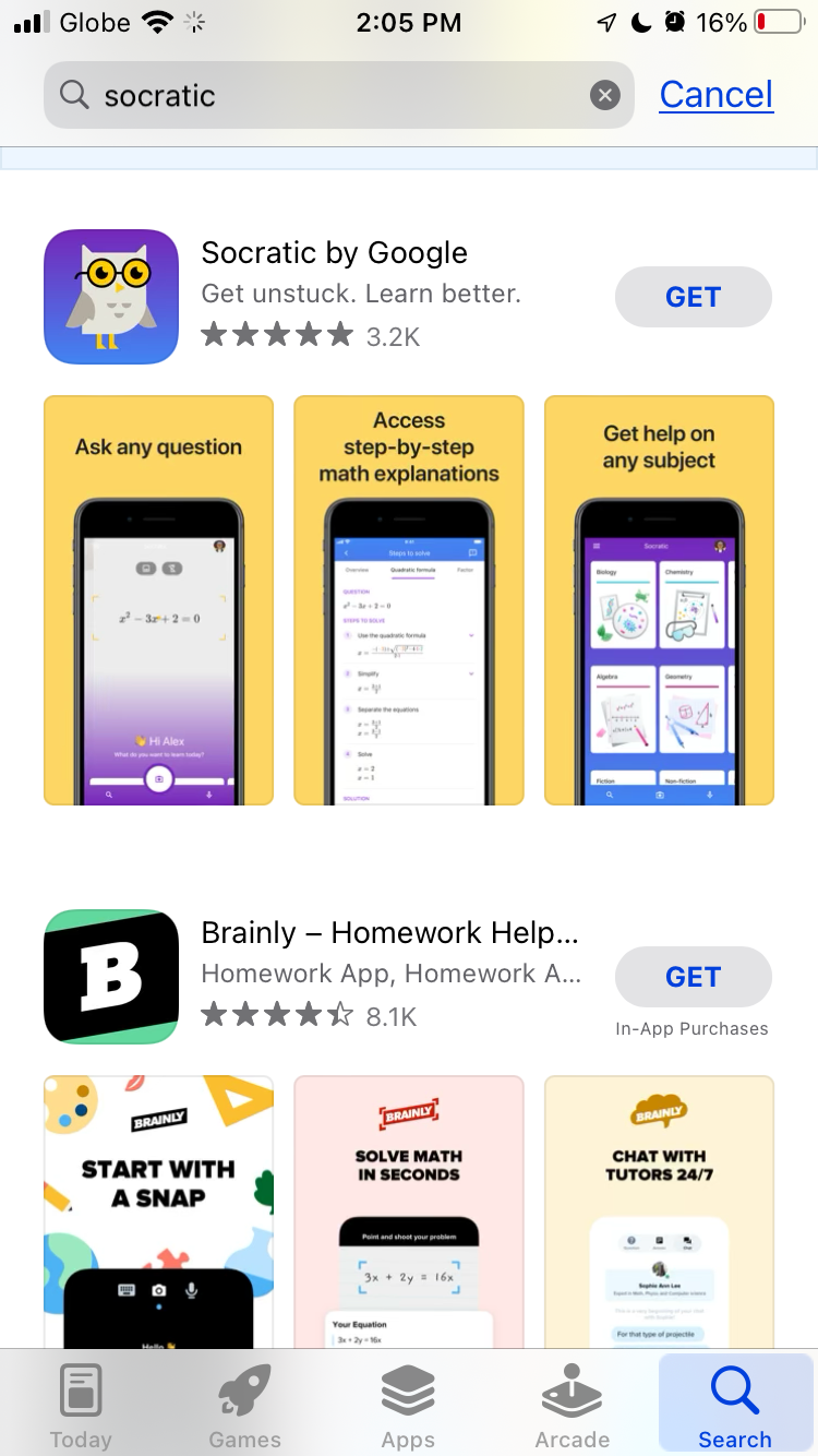 Google Socratic at App store