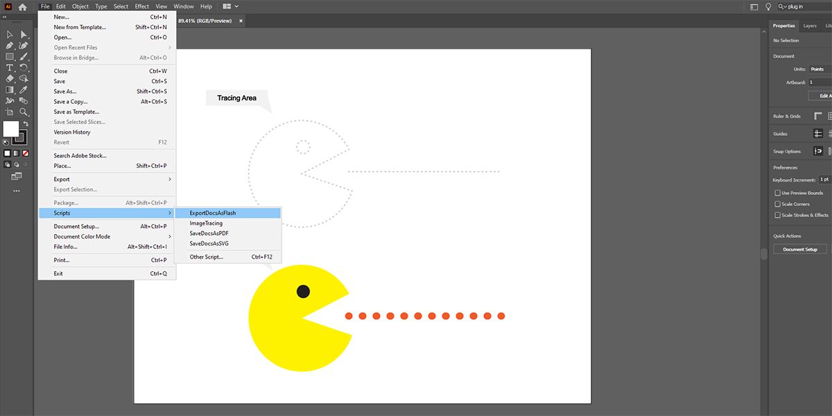 An image showing automation scripts in Illustrator