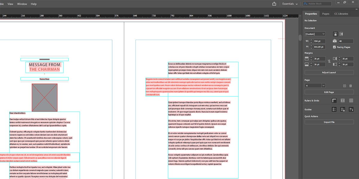 An image showing the Properties tab in InDesign