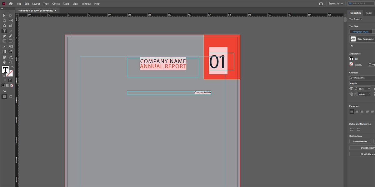 A visual showing the InDesign interface