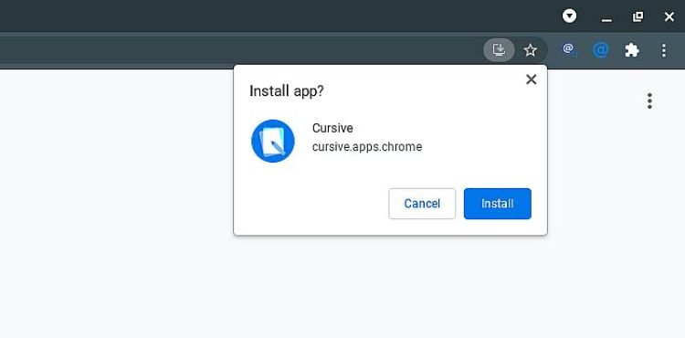 Installing the Cursive app from Chrome browser