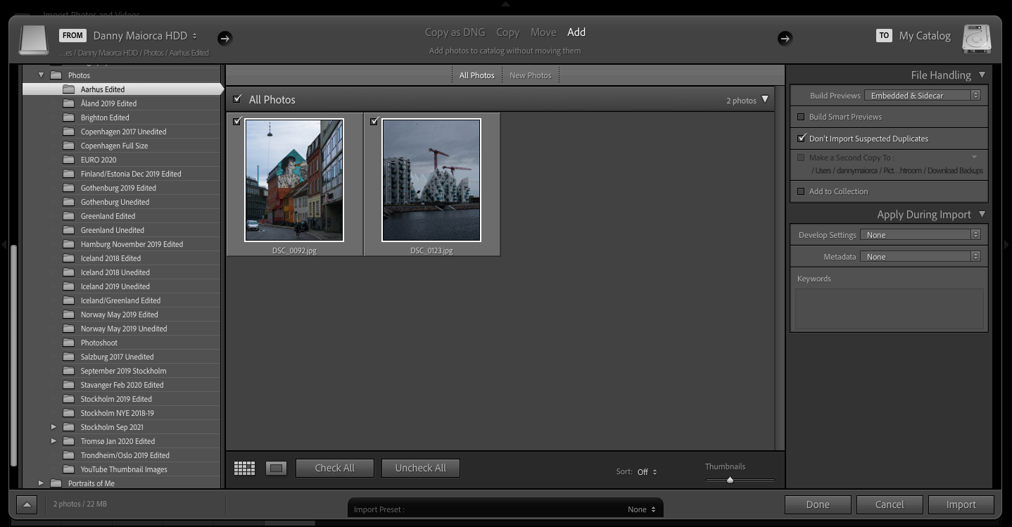 Screenshot showing Lightroom photos in a folder