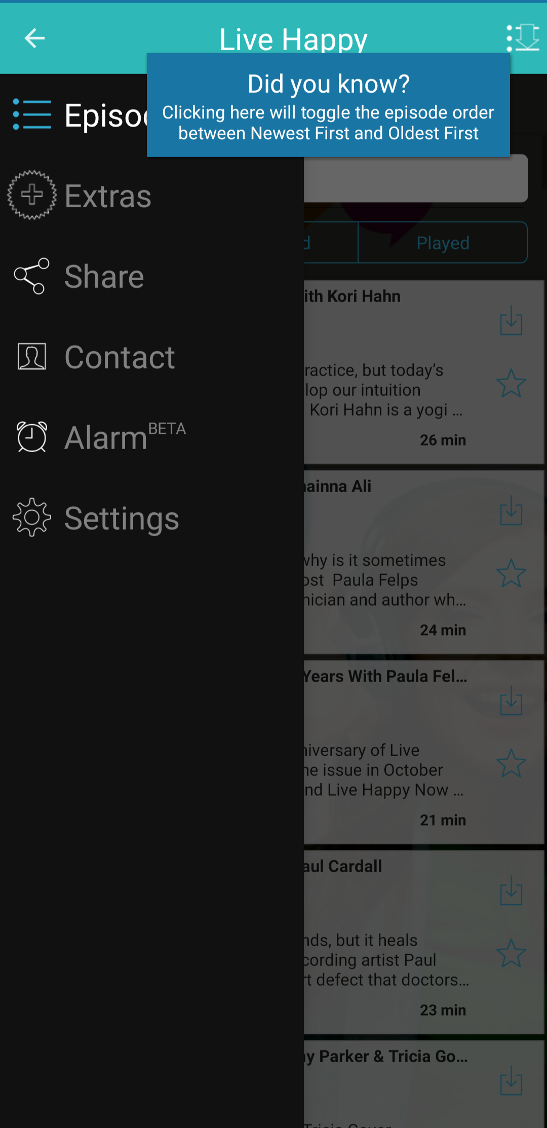 Screenshot of Live Happy app 