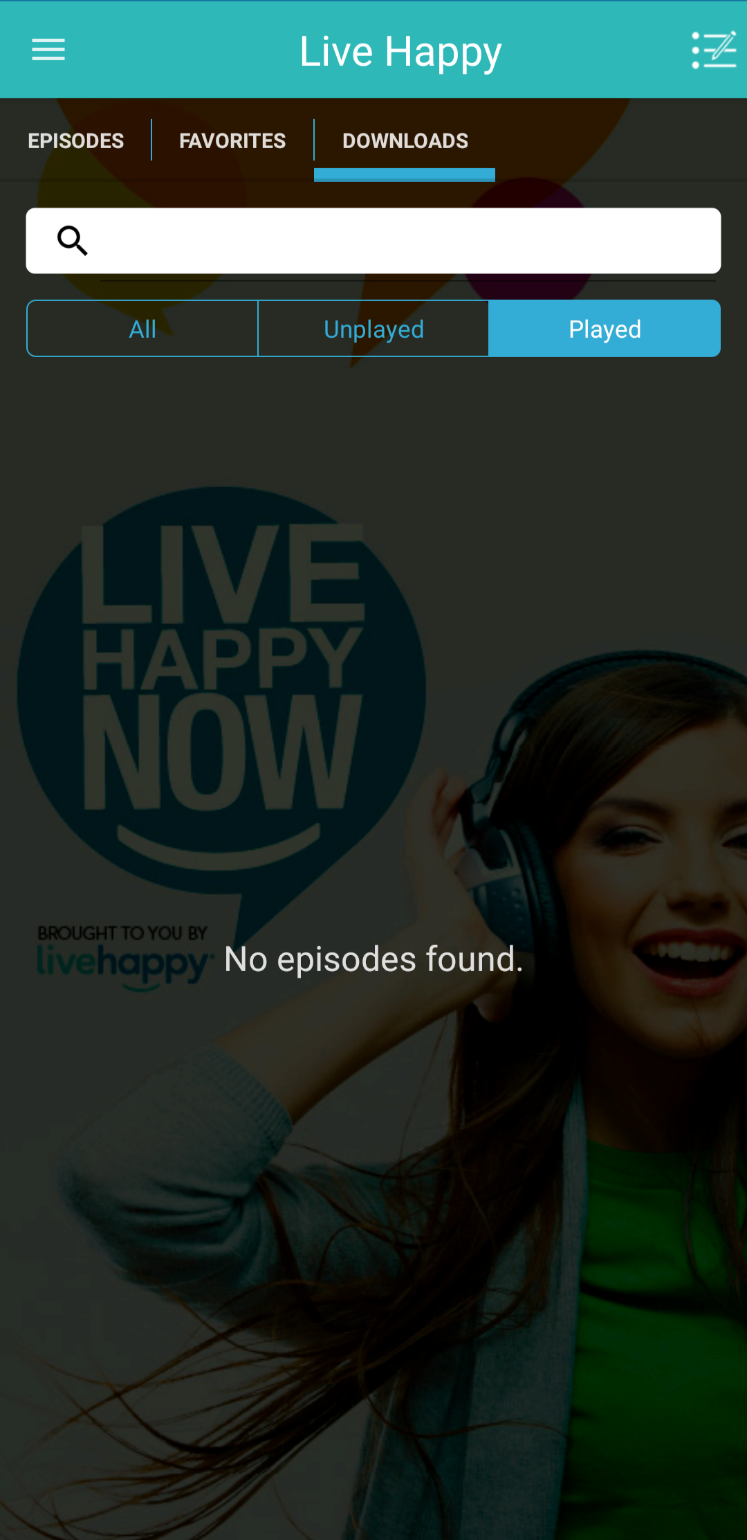 Screenshot of Live Happy app 