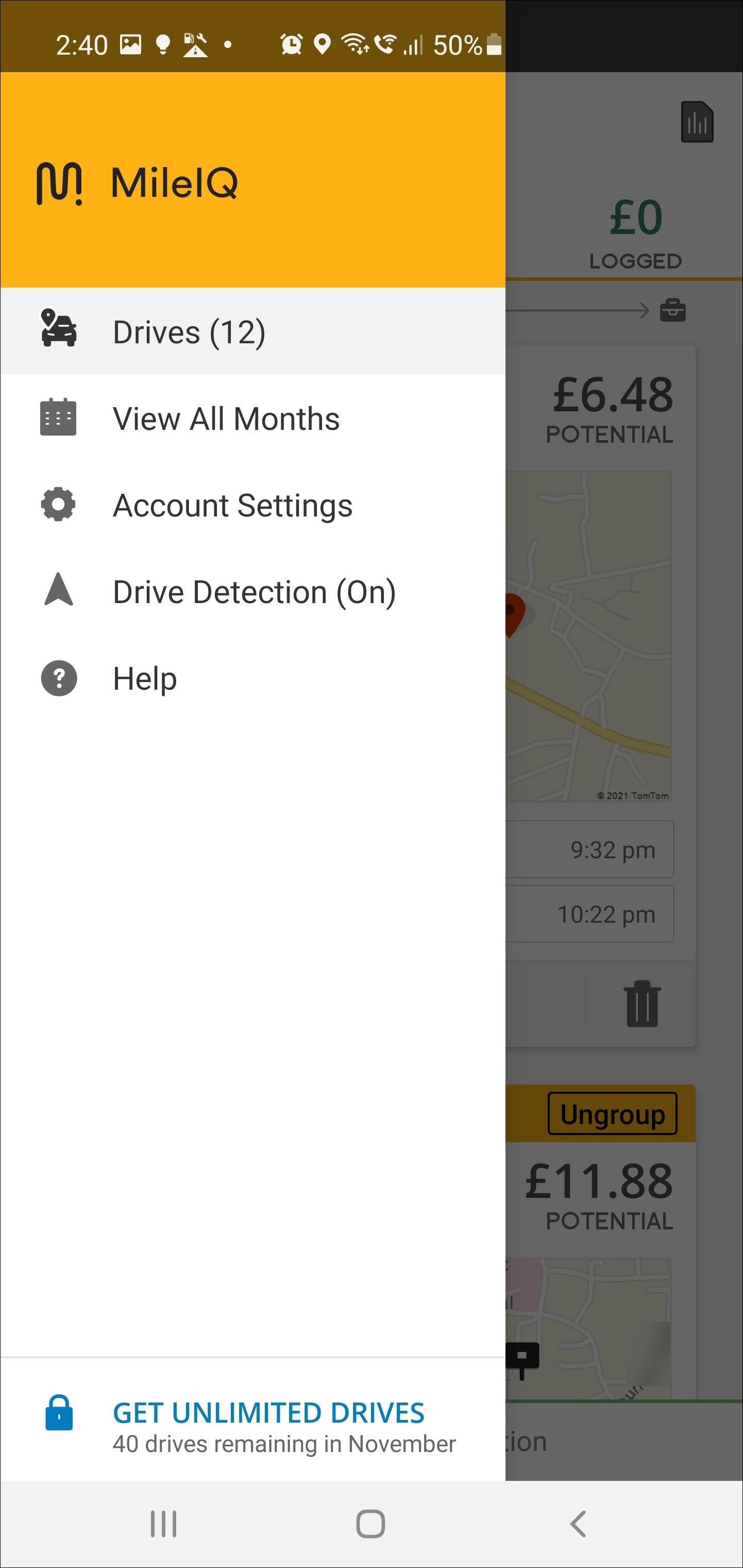 MilIq mileage tracker