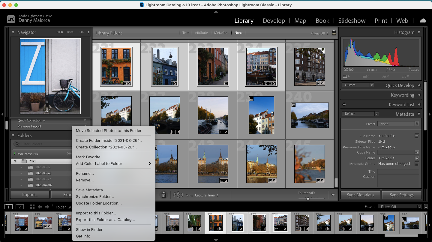 Screenshot showing how to move files into Lightroom catalog