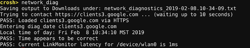 Network_diag command in Crosh on Chromebook