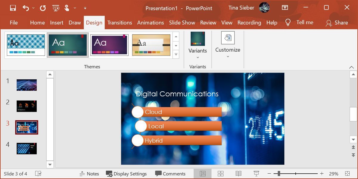 PowerPoint slide layout selection