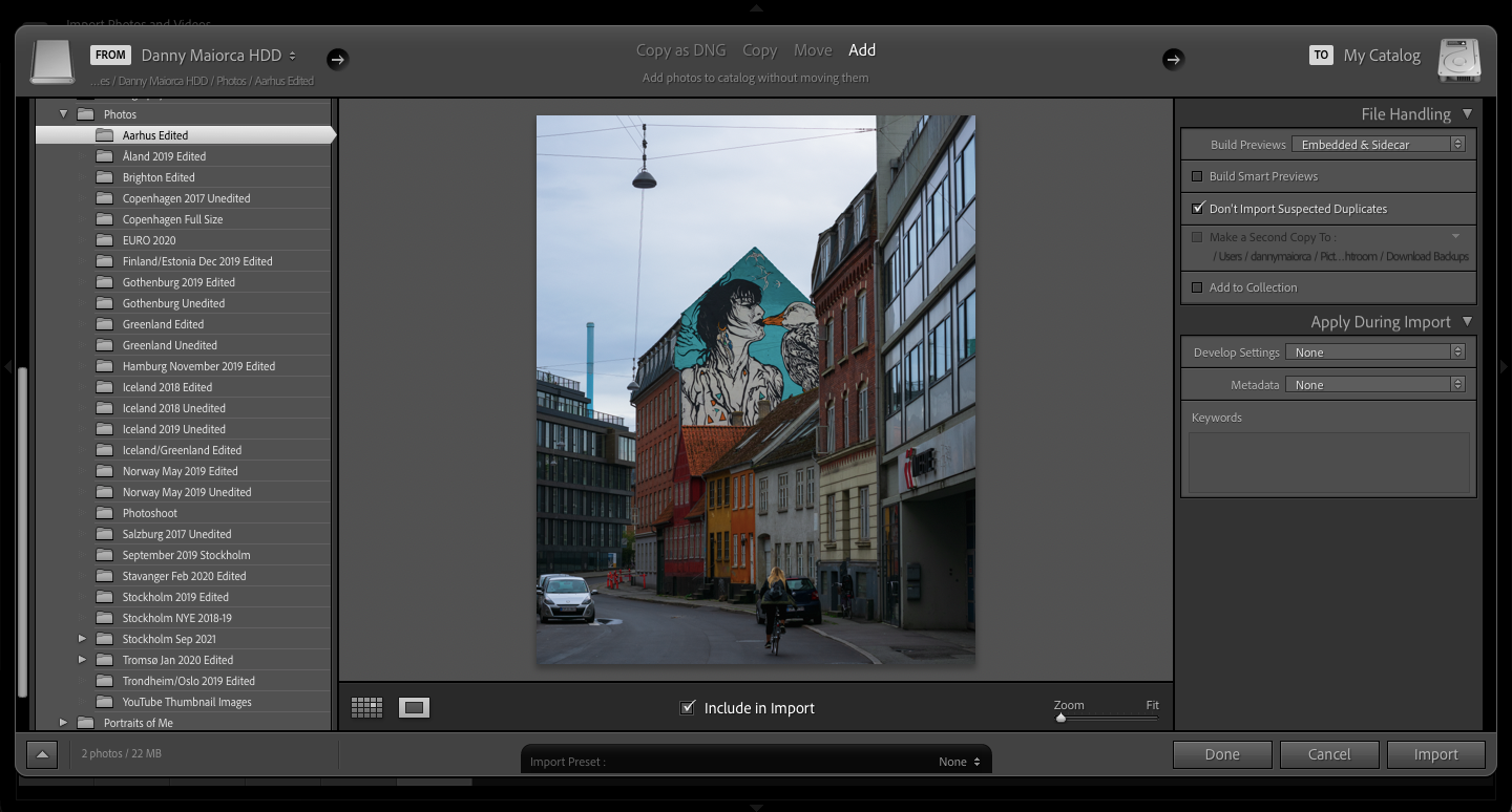 Screenshot showing an expanded photo in Lightroom
