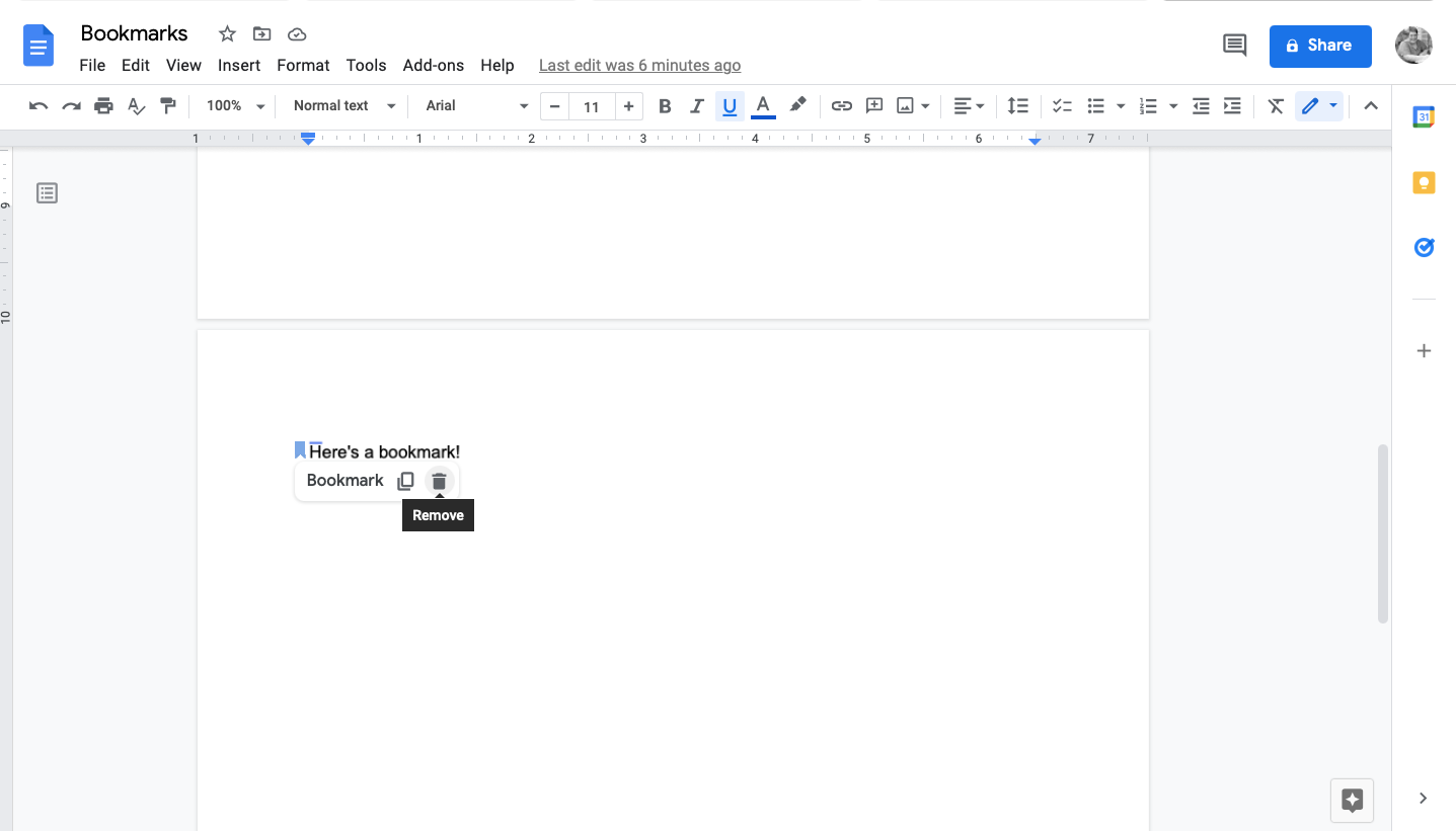 how to create a bookmark and hyperlink in google docs