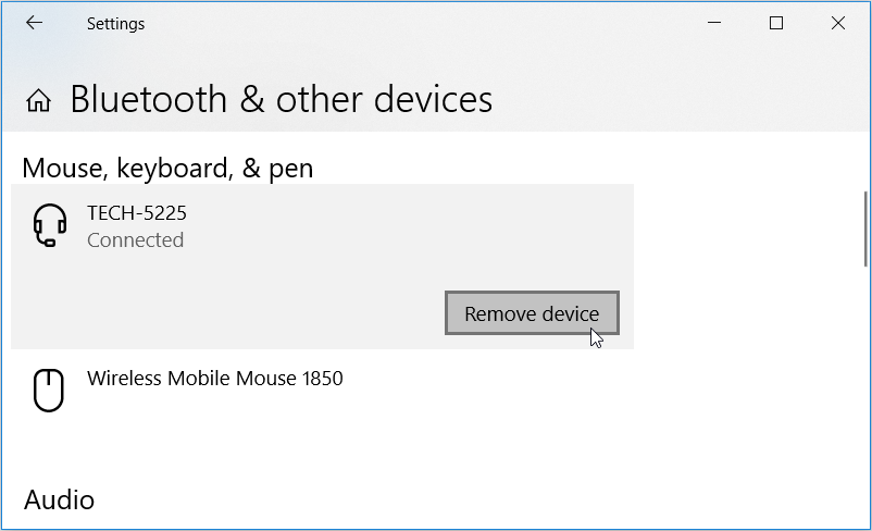 Removing a Bluetooth Device Via System Settings