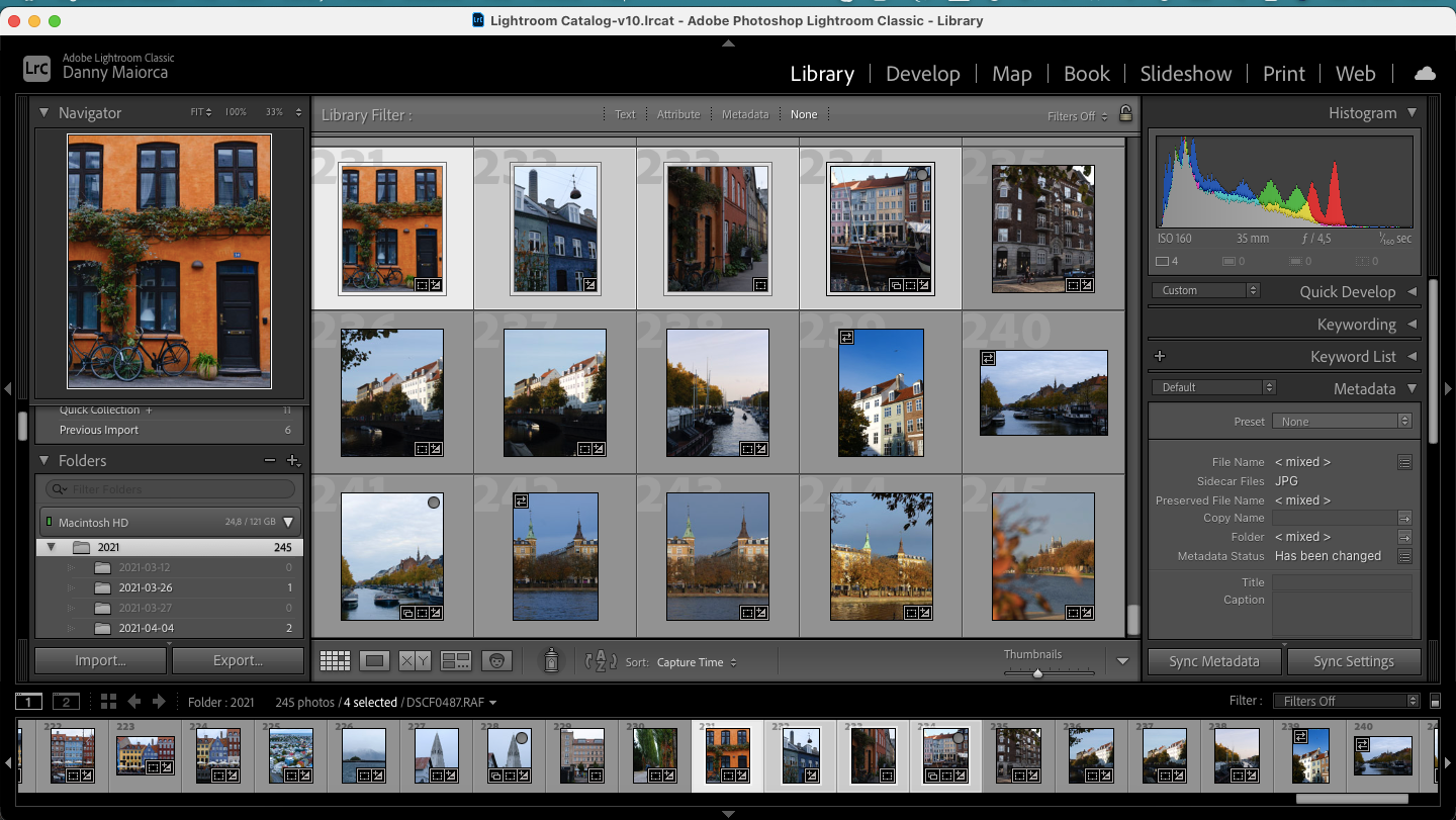 Screenshot showing a selection of photos in Adobe Lightroom library