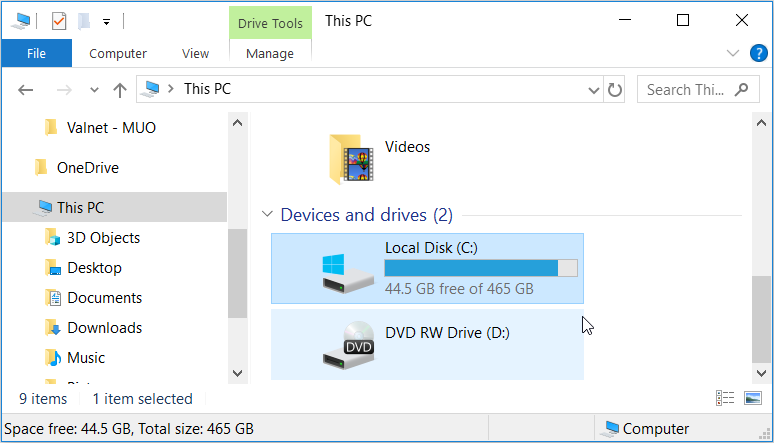 Selecting the Local Disk (C) Drive