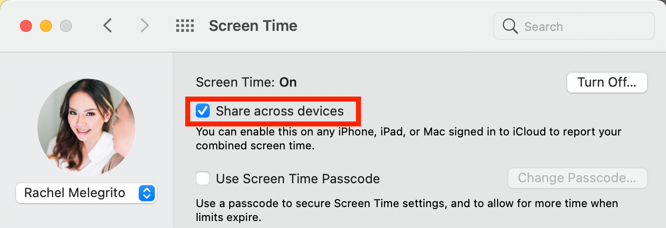 Share Across Devices on Mac Screen Time - Come utilizzare la funzione Screen Time del tuo Mac