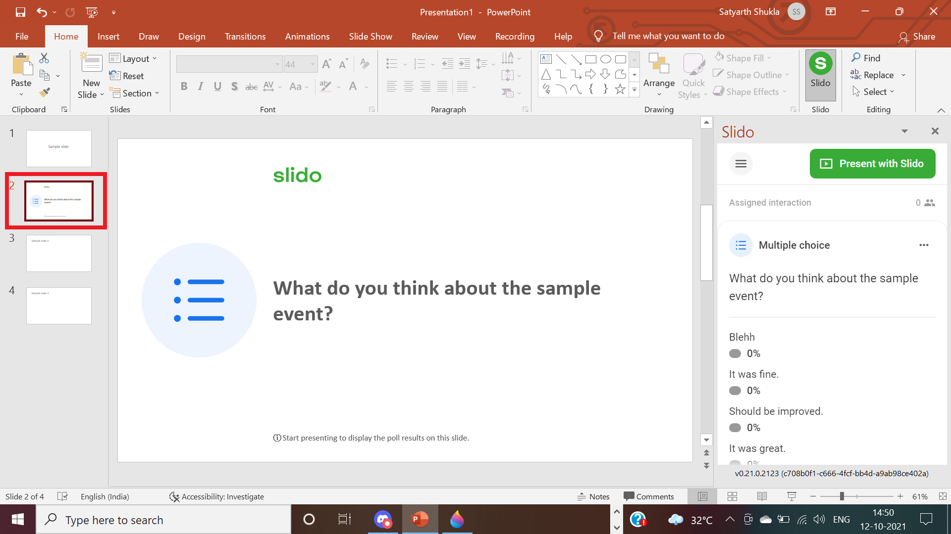 Added poll in Slido PowerPoint