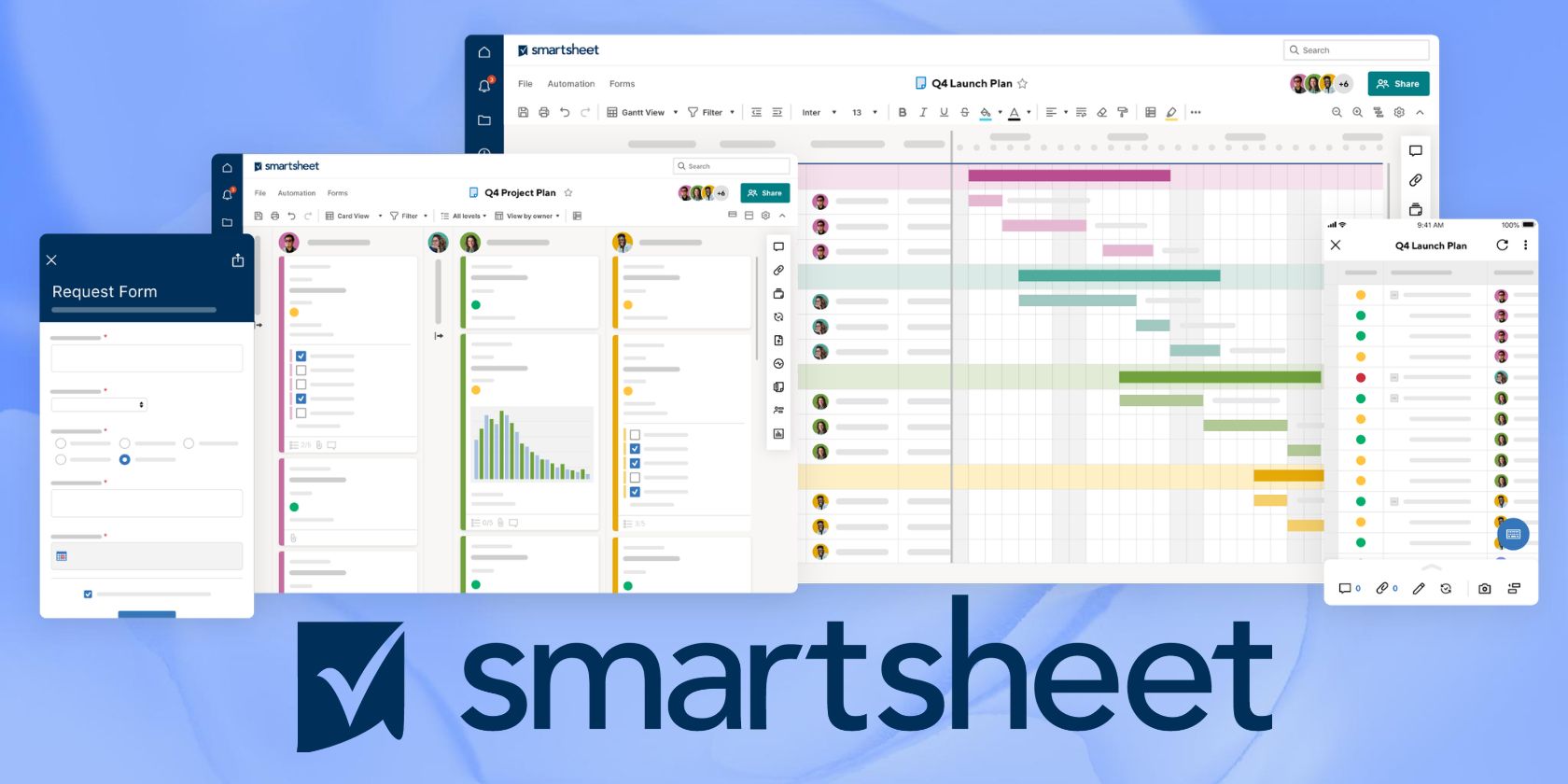 An illustration of Smartsheet app interfaces