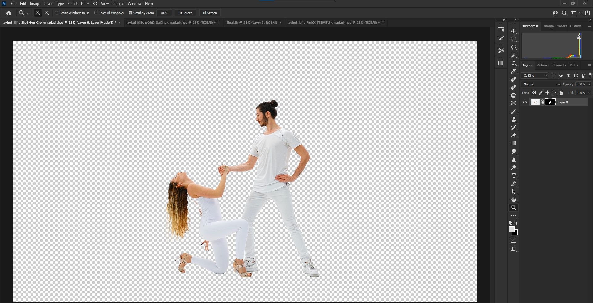 Background removed from Photoshop image of dancers.