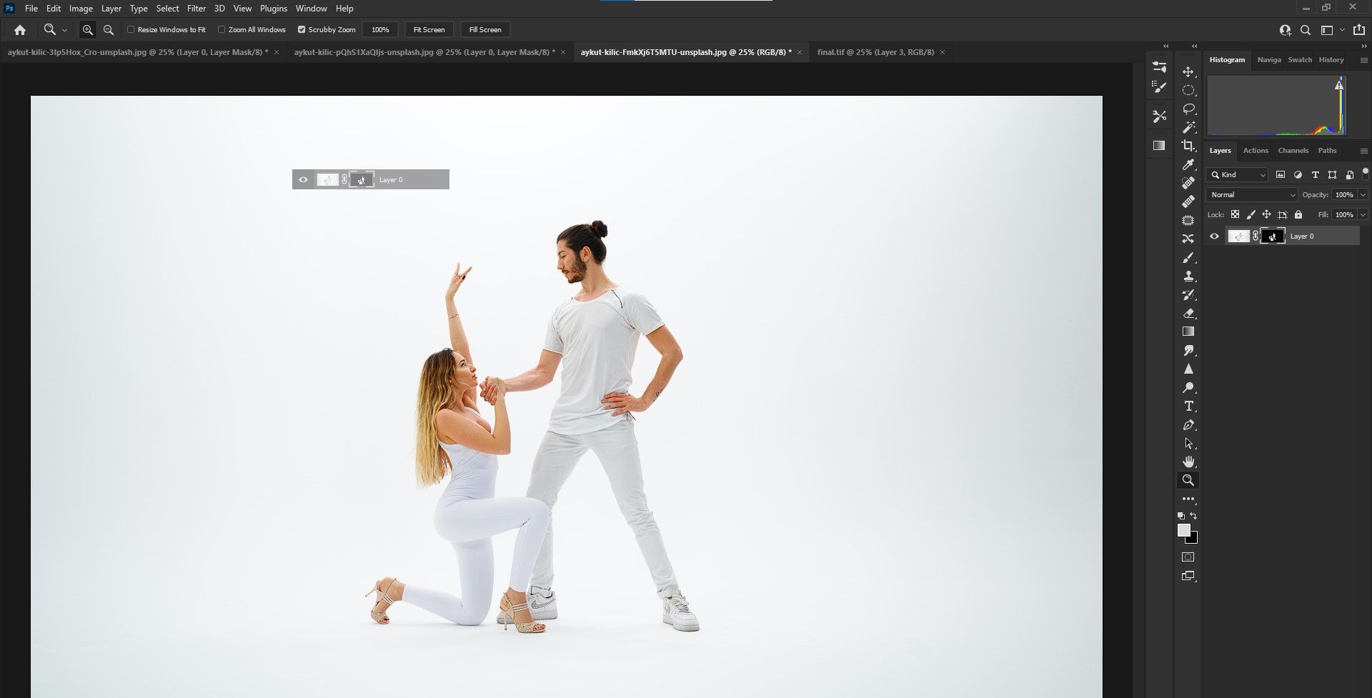 Moving a file to another Photoshop document.