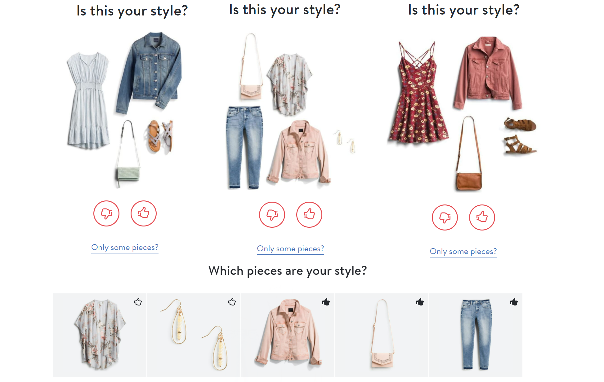 Stitch Fix Style Quiz outfit options
