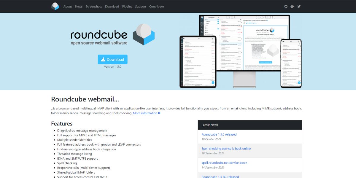 An image showing the Roundcube website