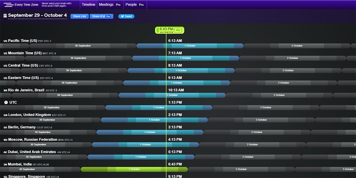 A visualization of Every Time Zone web app