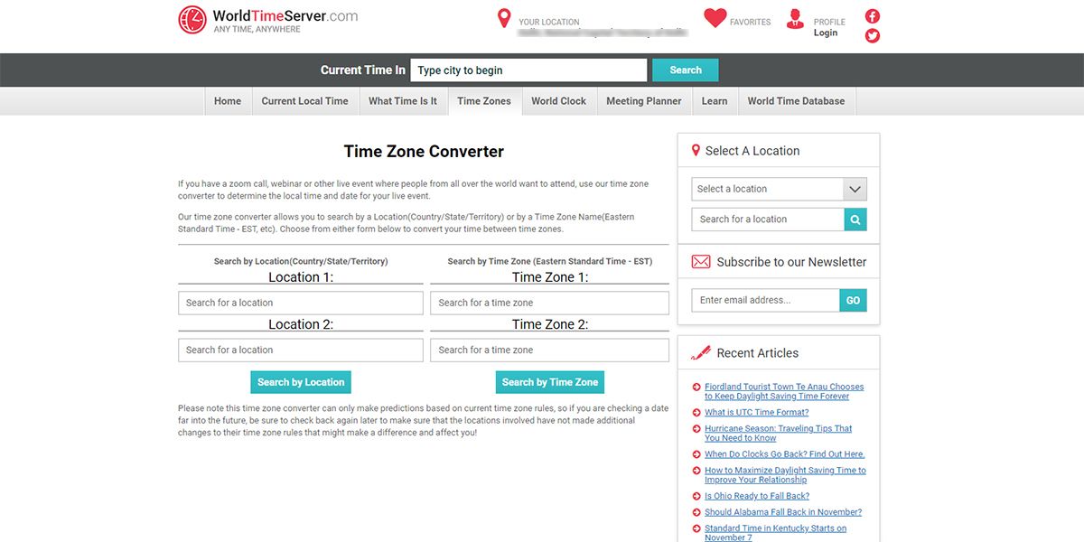 Local time outlet zone converter