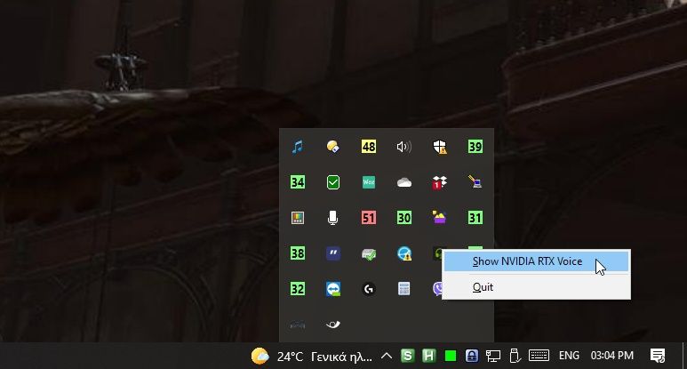 RTX Voice's interface is accesible from its icon in the tray