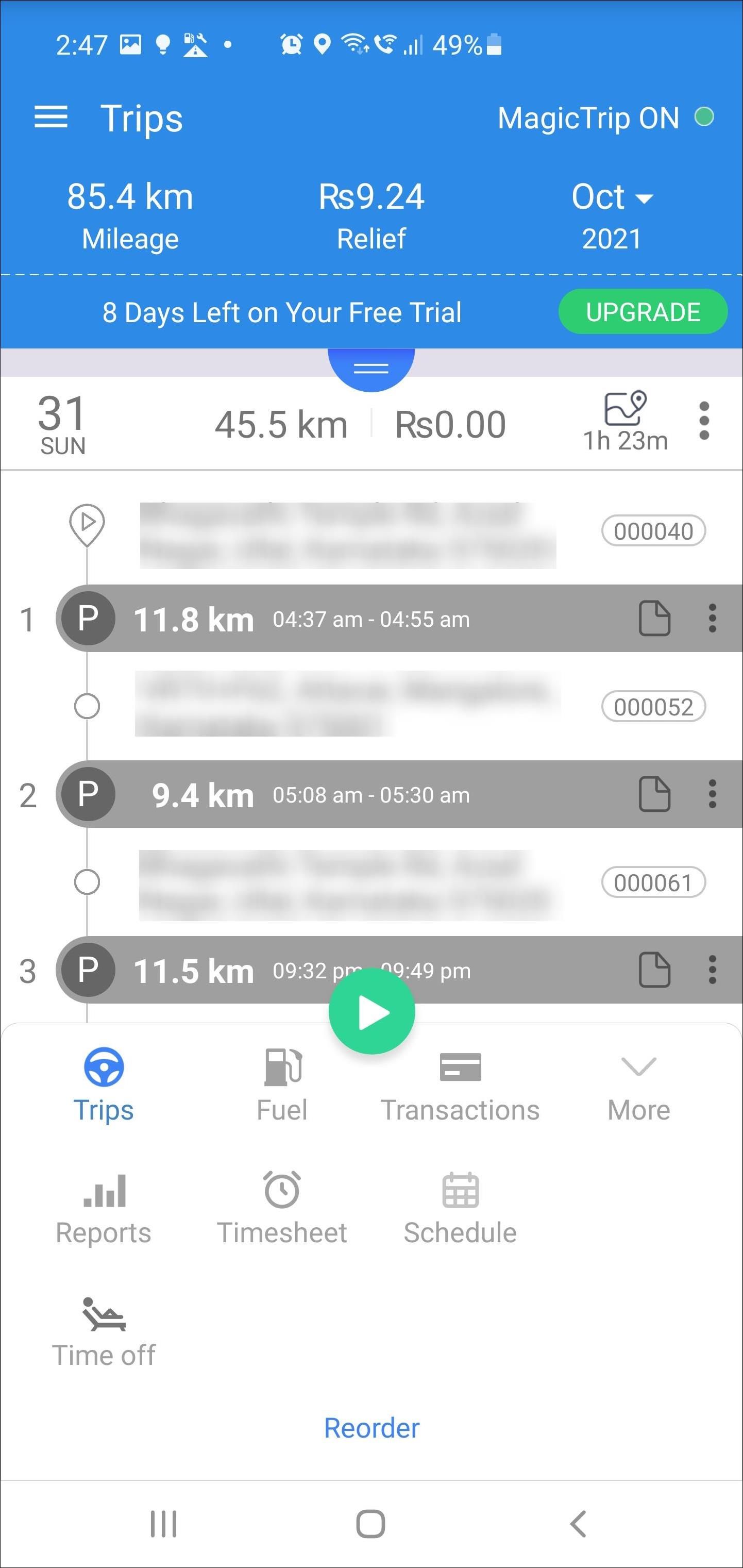Triplog mileage tracker android 