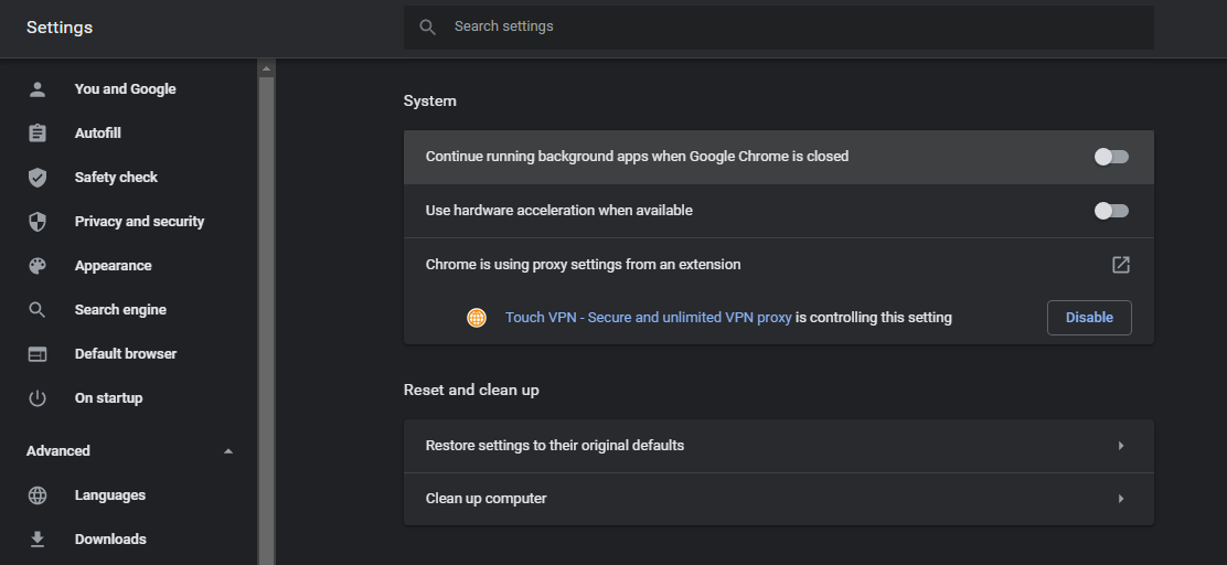 Turning Off Background Apps in Chrome's Settings