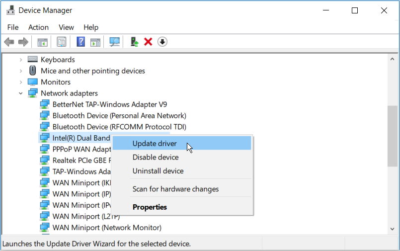 Updating Network Drivers on Windows