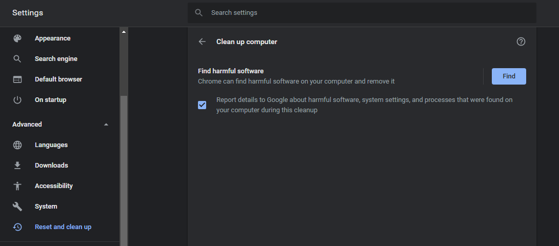 Using-Clean-Up-Computer-Tool-In-Chrome