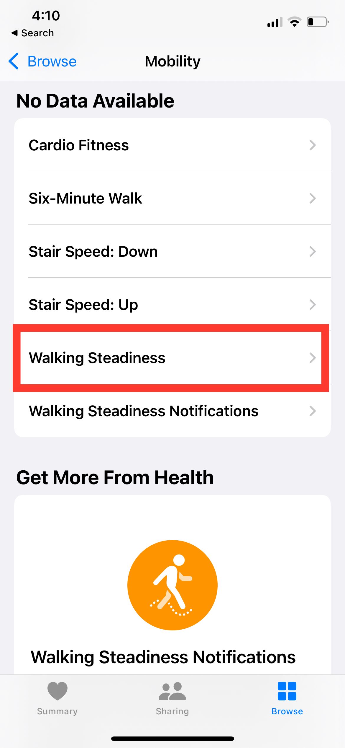 Walking Steadiness Under Mobility on Health App