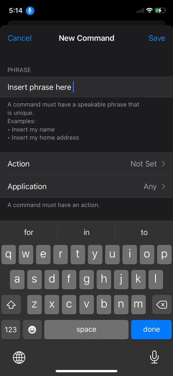 create a custom voice command on iPhone