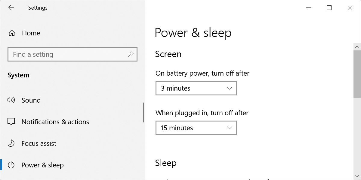Windows 10 Power and Sleep Settings