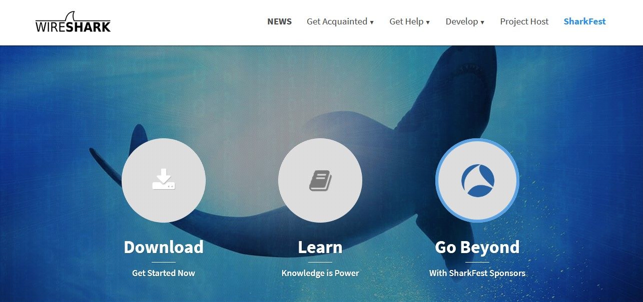 Screenshot of Wireshark website