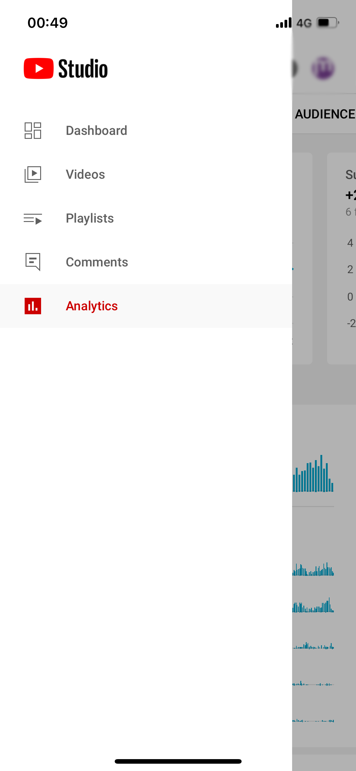 YouTube Studio App showing video menu