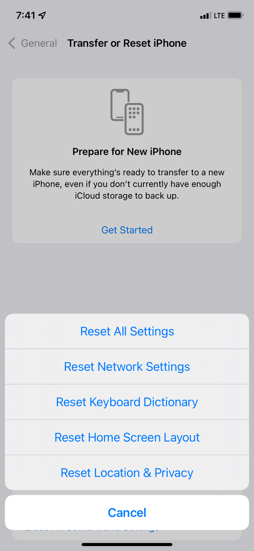 All Reset Options in iPhone Settings