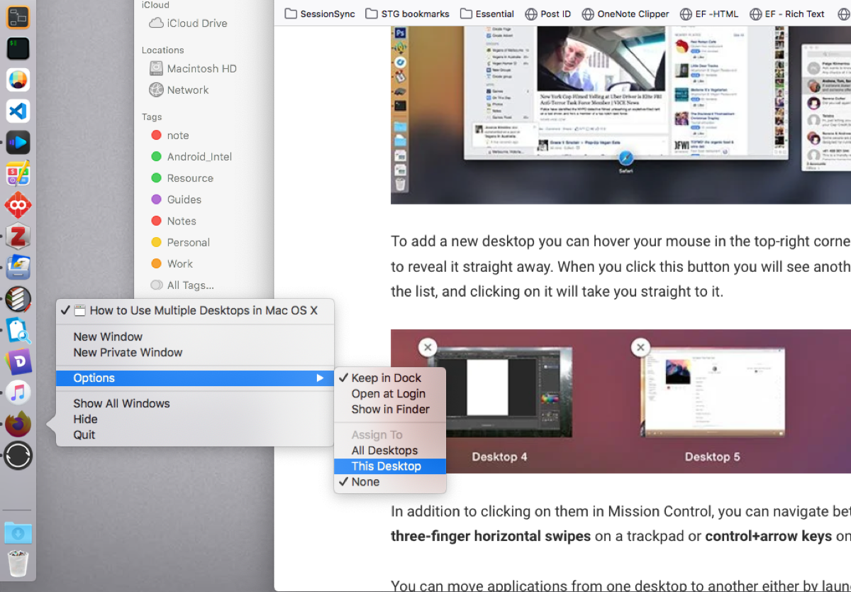 how to get multiple desktops on mac with mouse