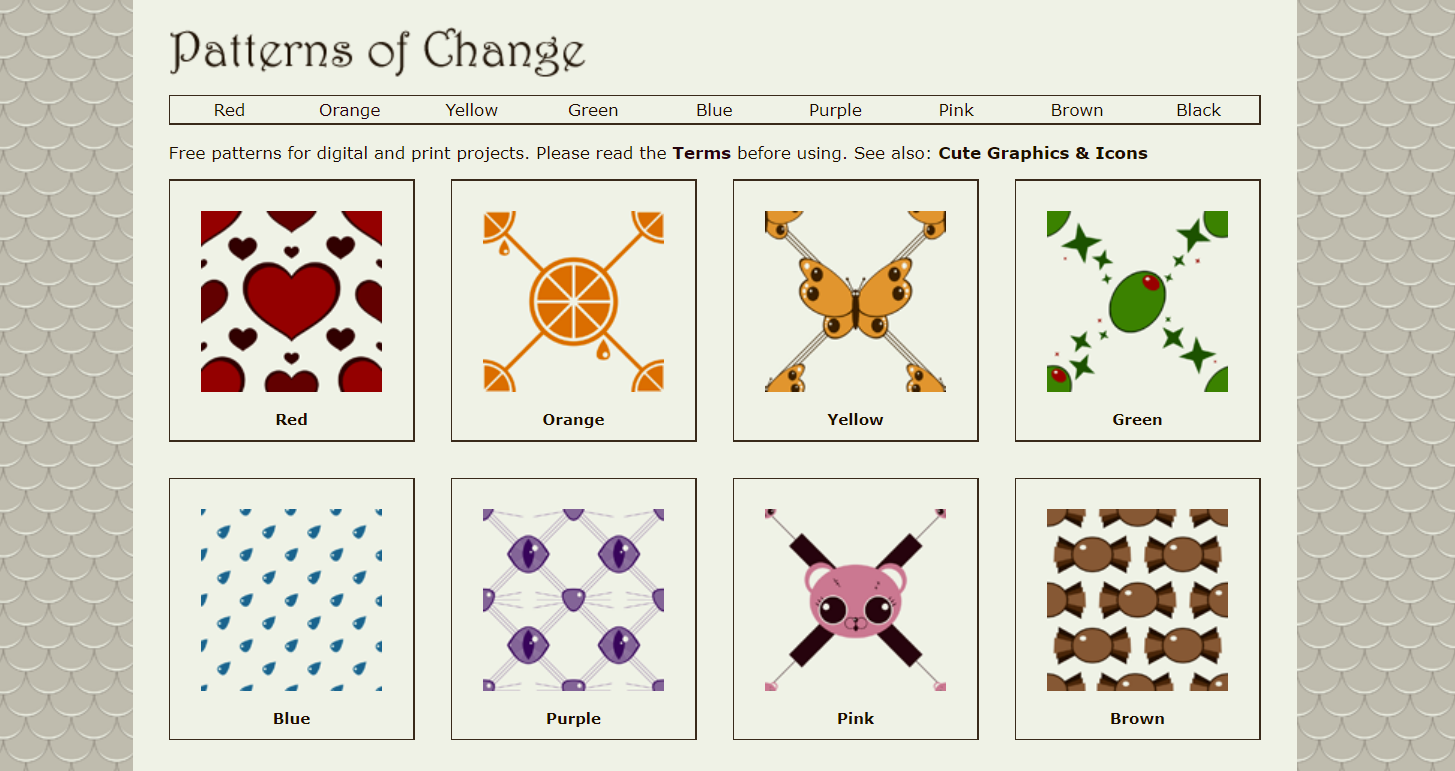 The Patterns of Change homepage.