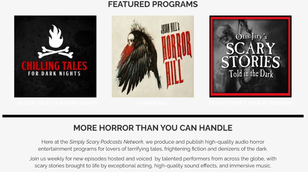 The Simply Scary Podcast Network a collection of three horror anthology podcasts, each with their own style