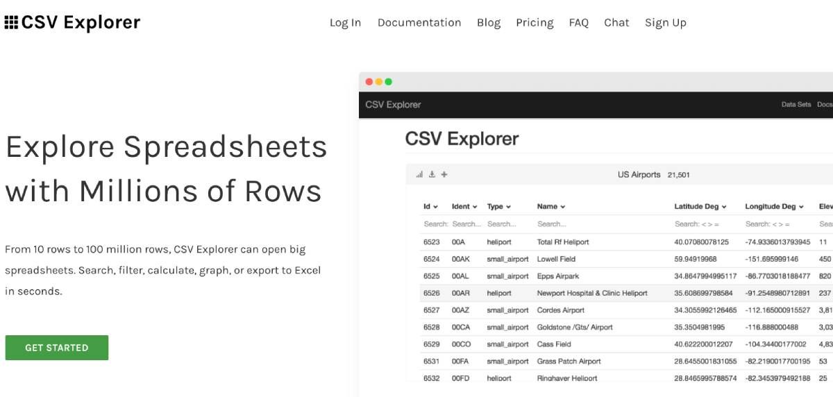 CSV Explorer can handle spreadsheets with millions of rows of data without hanging or freezing