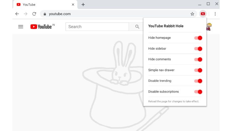 YouTube Rabbit Hole, hiding content.