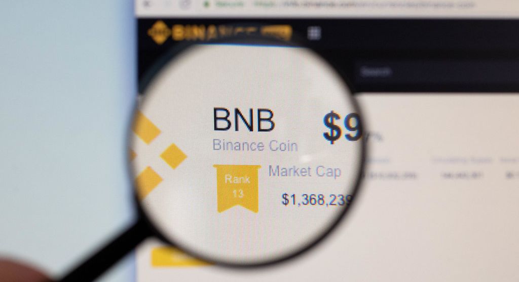 binance coin on magnified screen